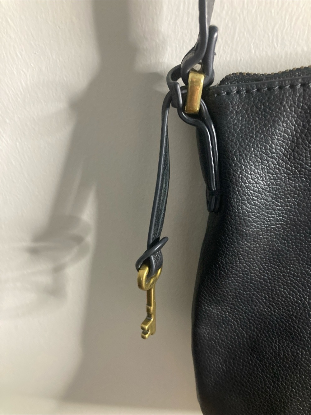 FOSSIL Black Crossbody Organizer Handbag Hippie Boho Purse Cowhide Leather - Picture 4 of 16
